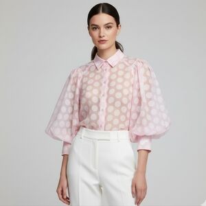 Bloomingdale puffy bell sleeves pink blouse